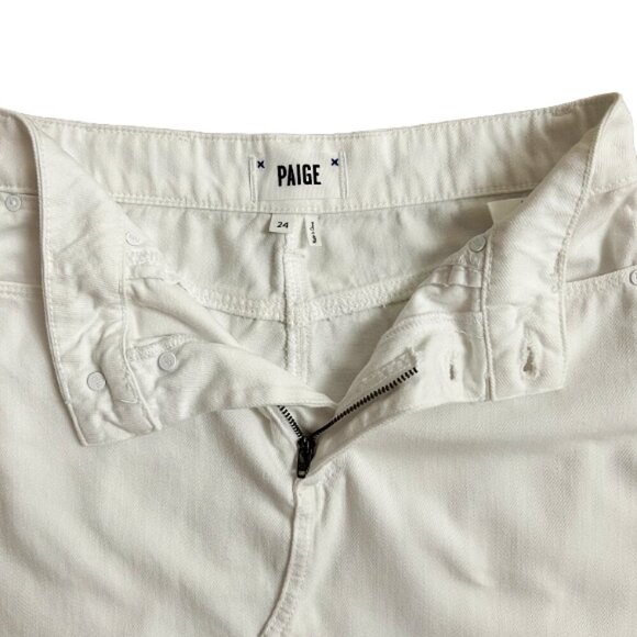 Paige Aideen White Denim Raw Hem Mini Skirt Distressed Size 24 Excellent - Picture 8 of 11